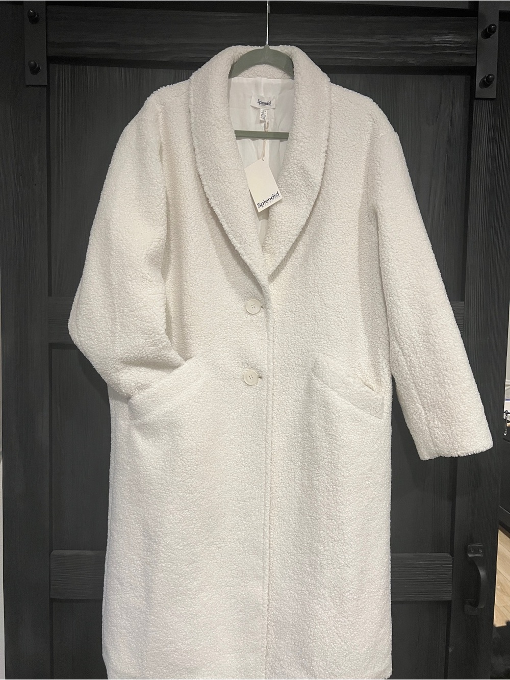 Splendid Cozy White, NWT, L, Teddy Long Coat with Shawl Collar